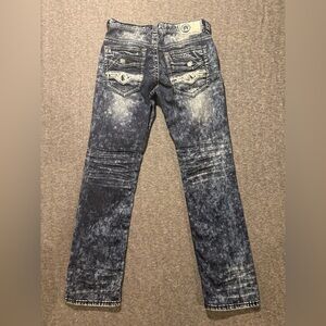 American Fighter Buckle Jeans Men 32 Long (32x34) blue Legend Slim Straight Acid